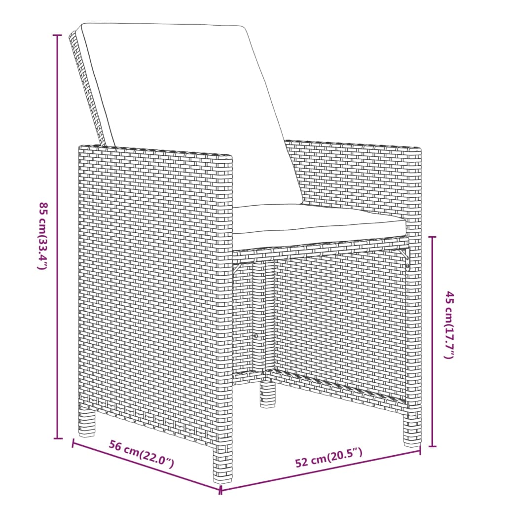 vidaXL 5-tlg. Garten-Essgruppe mit Kissen Poly Rattan Grau