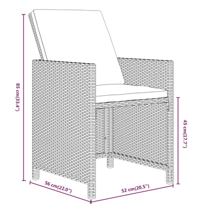 vidaXL 5-tlg. Garten-Essgruppe mit Kissen Poly Rattan Grau