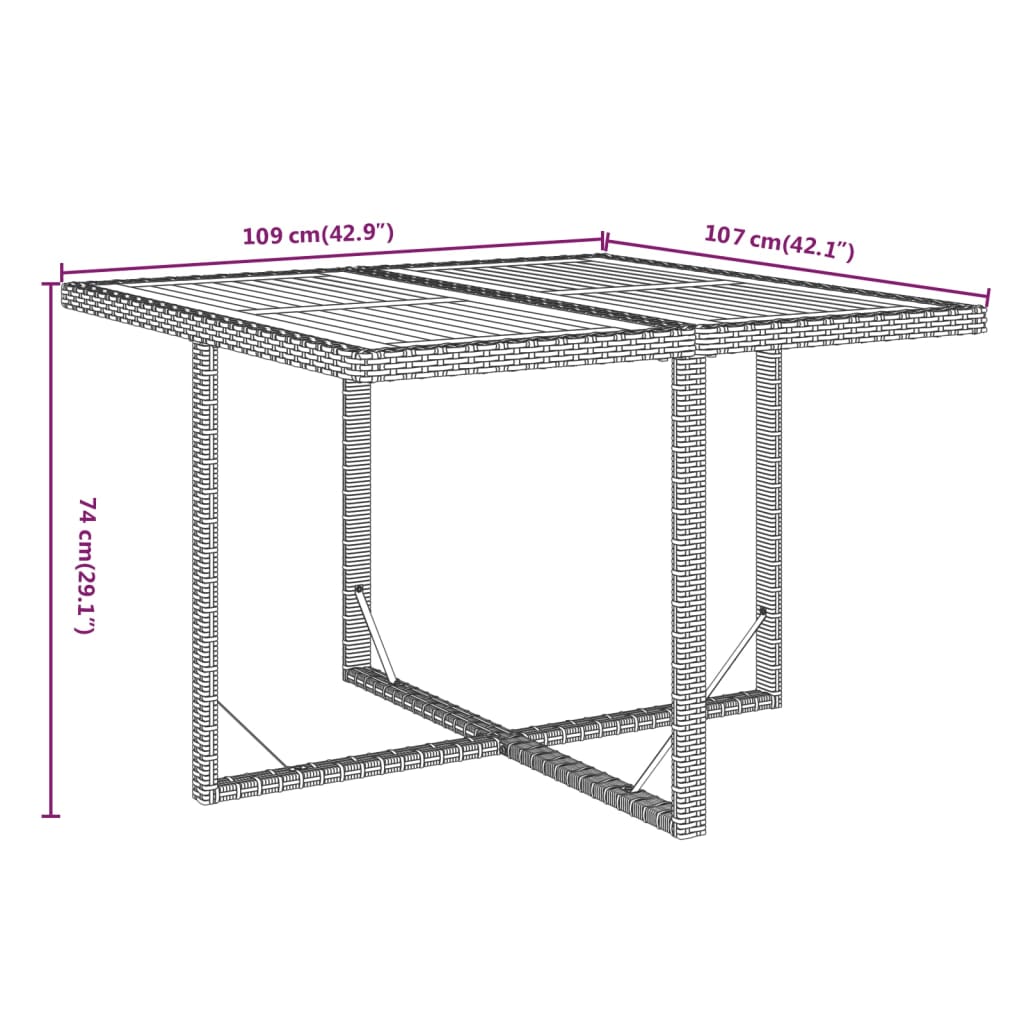 vidaXL 5-tlg. Garten-Essgruppe mit Kissen Poly Rattan Grau