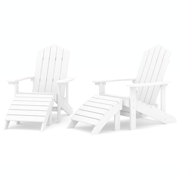 vidaXL Chaises de jardin Adirondack 2 pcs avec poufs, HDPE Blanc