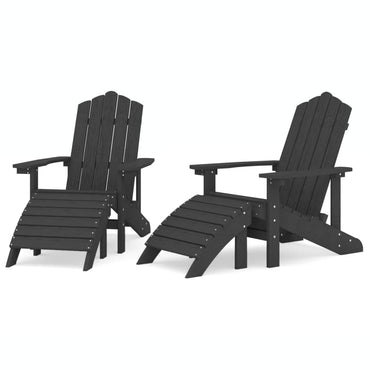 vidaXL Chaises de jardin Adirondack 2 pcs avec poufs, HDPE Blanc