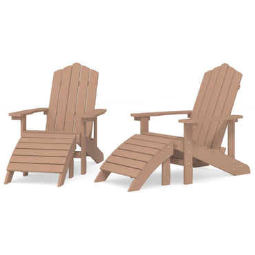 vidaXL Chaises de jardin Adirondack 2 pcs avec poufs HDPE Marron