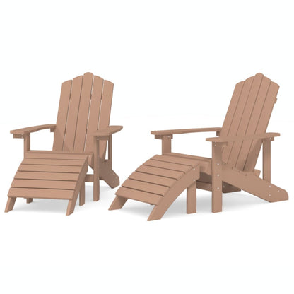 vidaXL Chaises de jardin Adirondack 2 pcs avec poufs HDPE Marron
