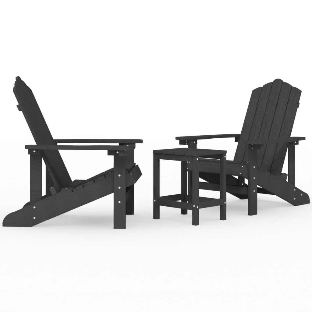 vidaXL Chaises de jardin Adirondack avec table HDPE anthracite