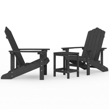 vidaXL Chaises de jardin Adirondack avec table HDPE anthracite
