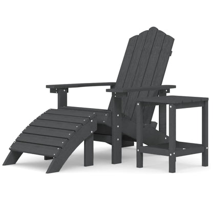 vidaXL Chaise de jardin Adirondack avec pouf et table en PEHD anthracite