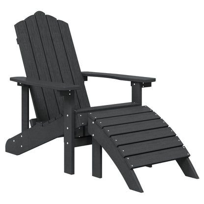 vidaXL Chaise de jardin Adirondack avec pouf et table en PEHD anthracite