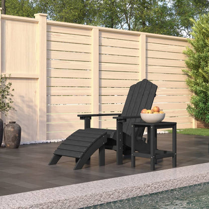 vidaXL Chaise de jardin Adirondack avec pouf et table en PEHD anthracite