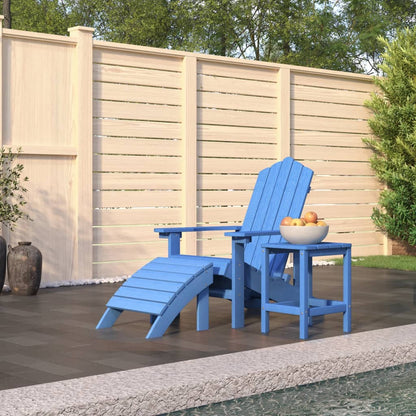 vidaXL Chaise de jardin Adirondack avec pouf et table HDPE Aigue-marine