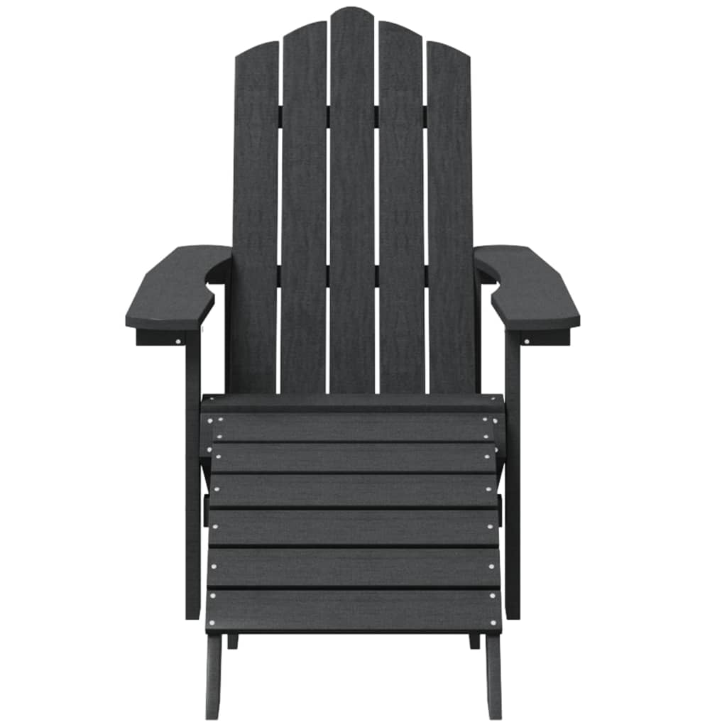 vidaXL Chaises de jardin Adirondack avec pouf et table en PEHD anthracite