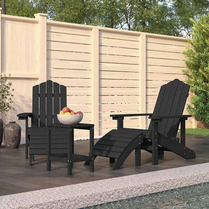 vidaXL Chaises de jardin Adirondack avec pouf et table en PEHD anthracite
