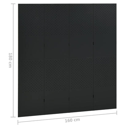 vidaXL 4-tlg. Raumteiler 2 Stk. Schwarz 160x180 cm Stahl