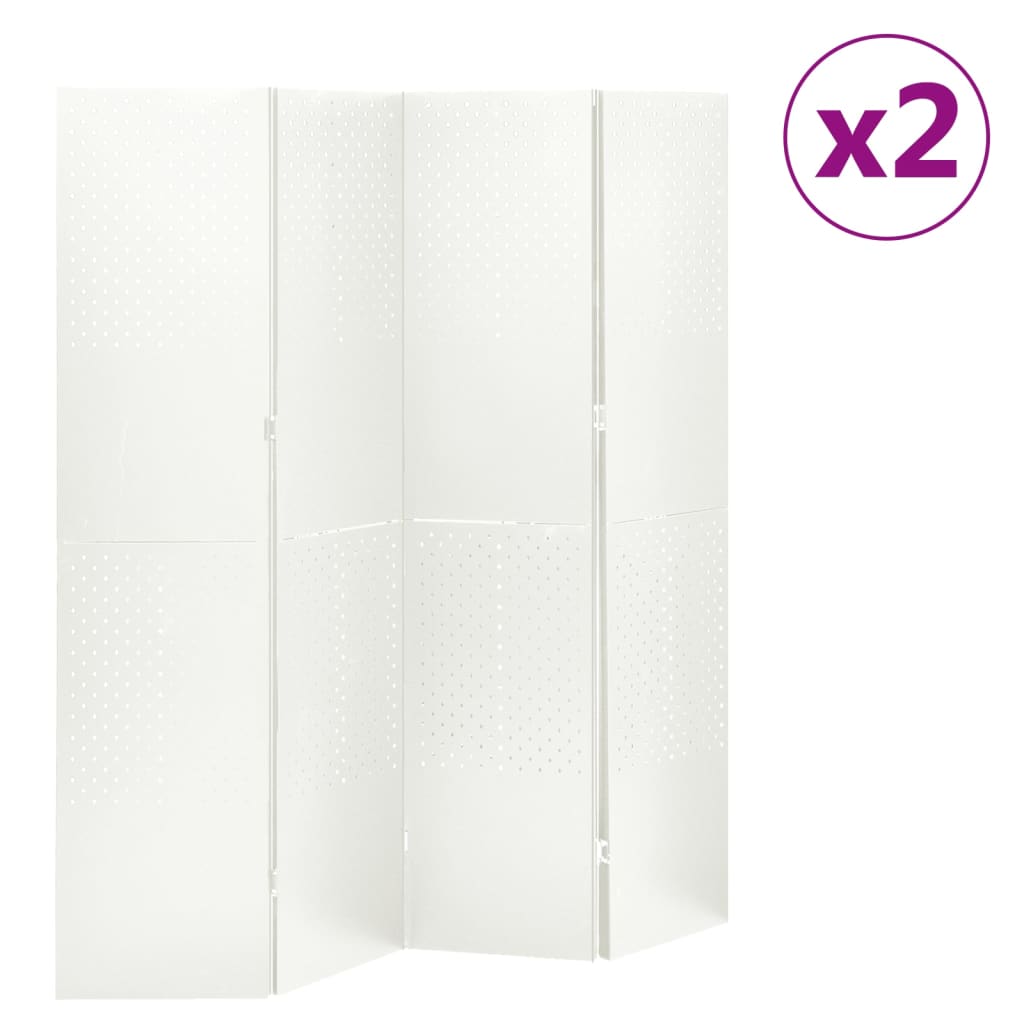 vidaXL Paravent à 4 panneaux 2 pcs Blanc 160x180 cm Acier