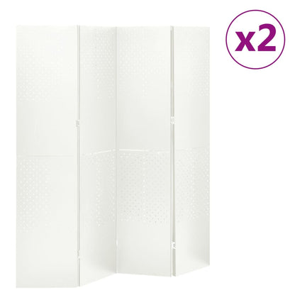 vidaXL Paravent à 4 panneaux 2 pcs Blanc 160x180 cm Acier