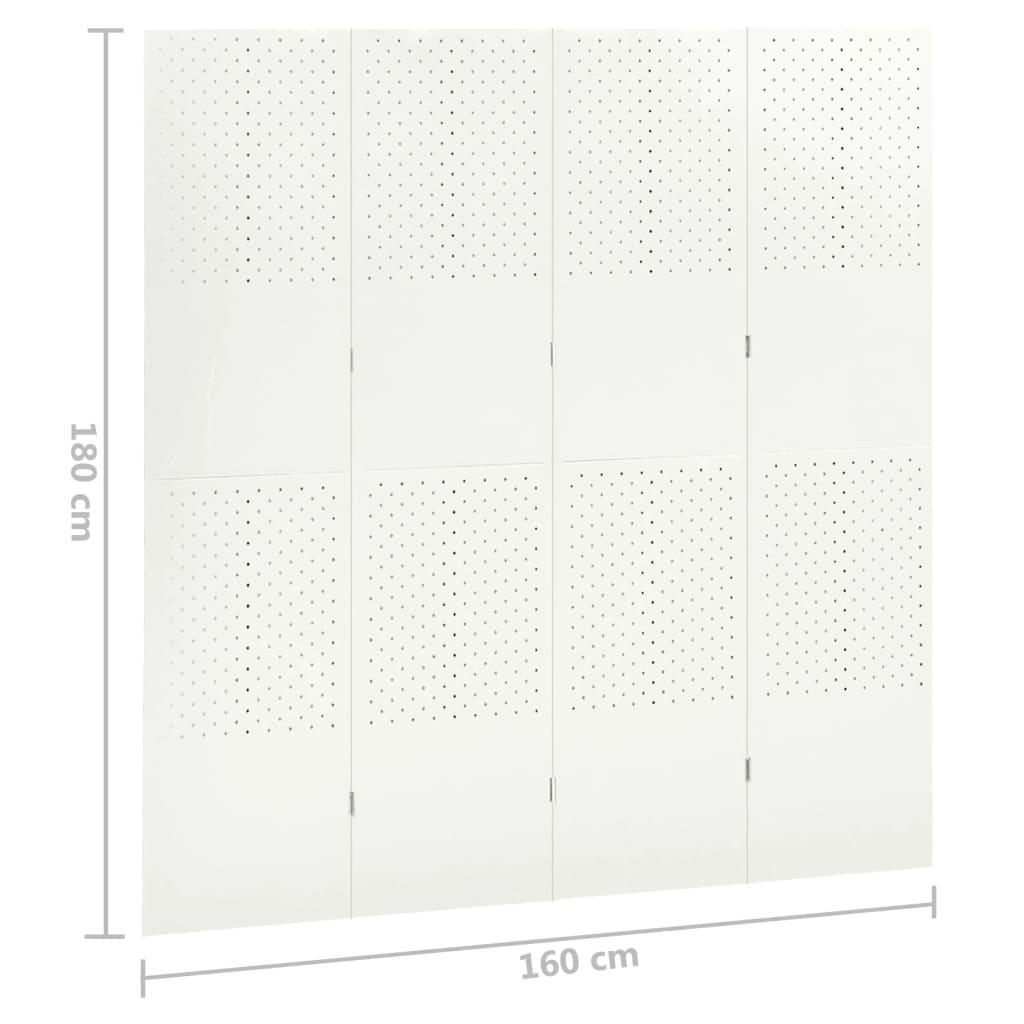 vidaXL Paravent à 4 panneaux 2 pcs Blanc 160x180 cm Acier
