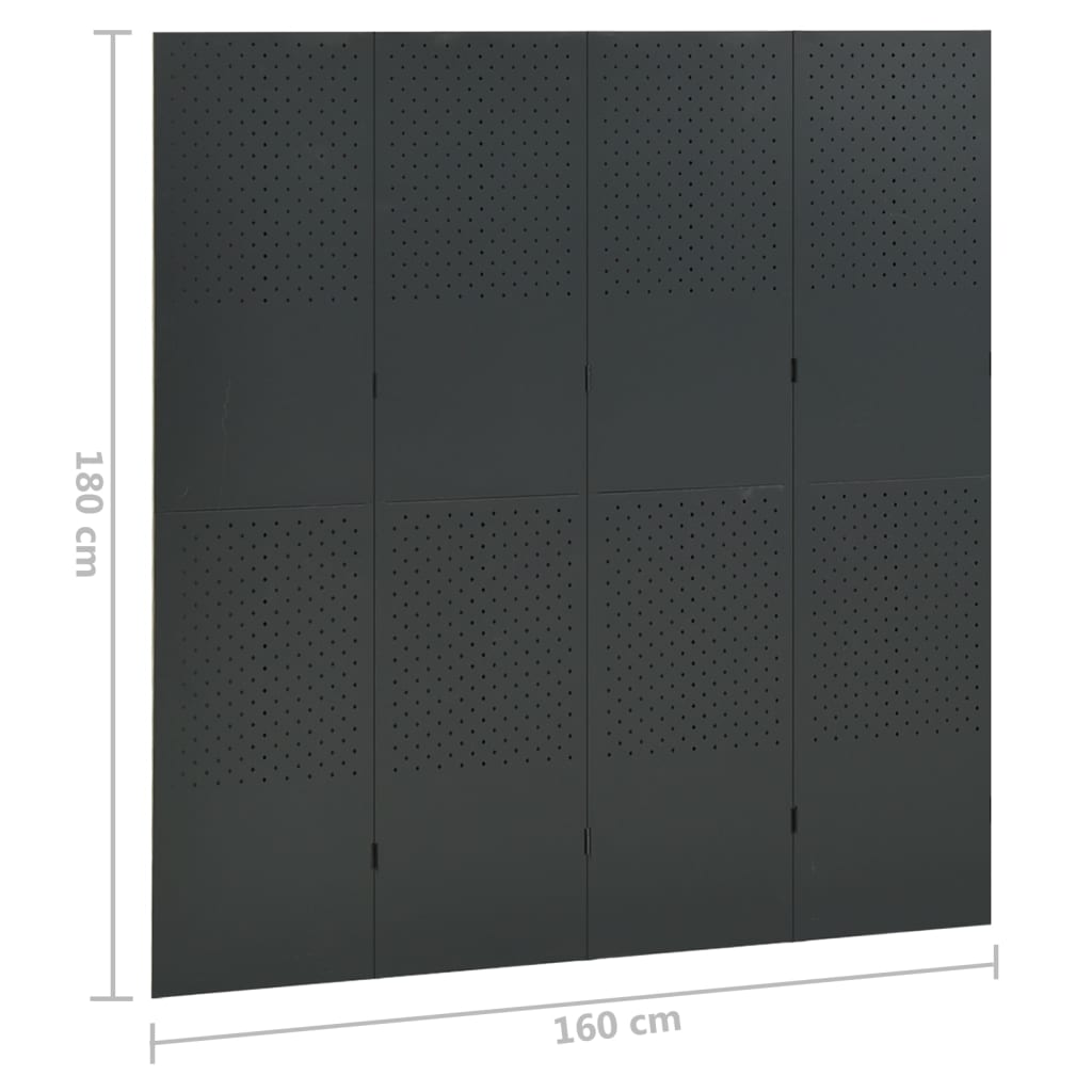 vidaXL 4-pièces Séparateur de pièce 2 pcs Anthracite 160x180 cm Acier