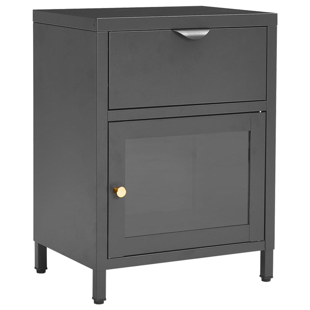 vidaXL Tables de chevet 2 pcs anthracite 40x30x54,5 cm acier et verre