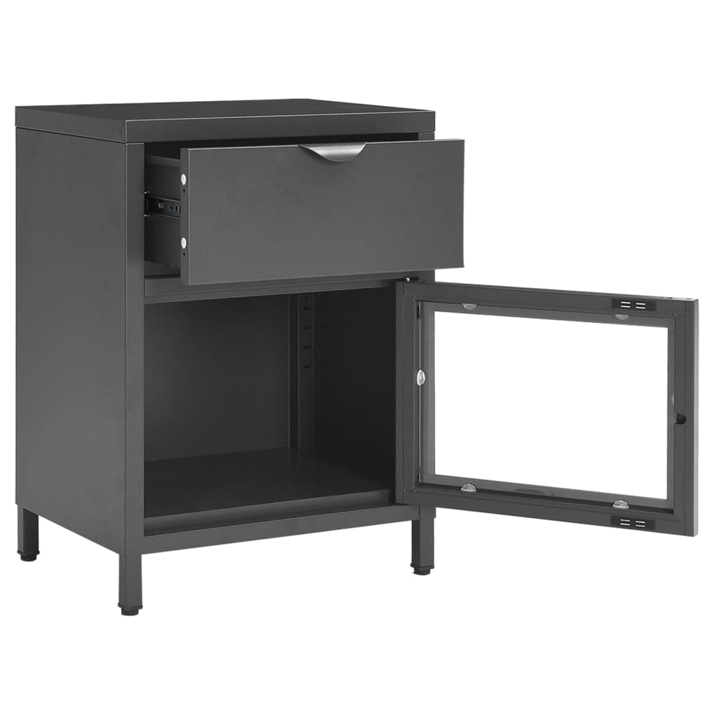 vidaXL Tables de chevet 2 pcs anthracite 40x30x54,5 cm acier et verre