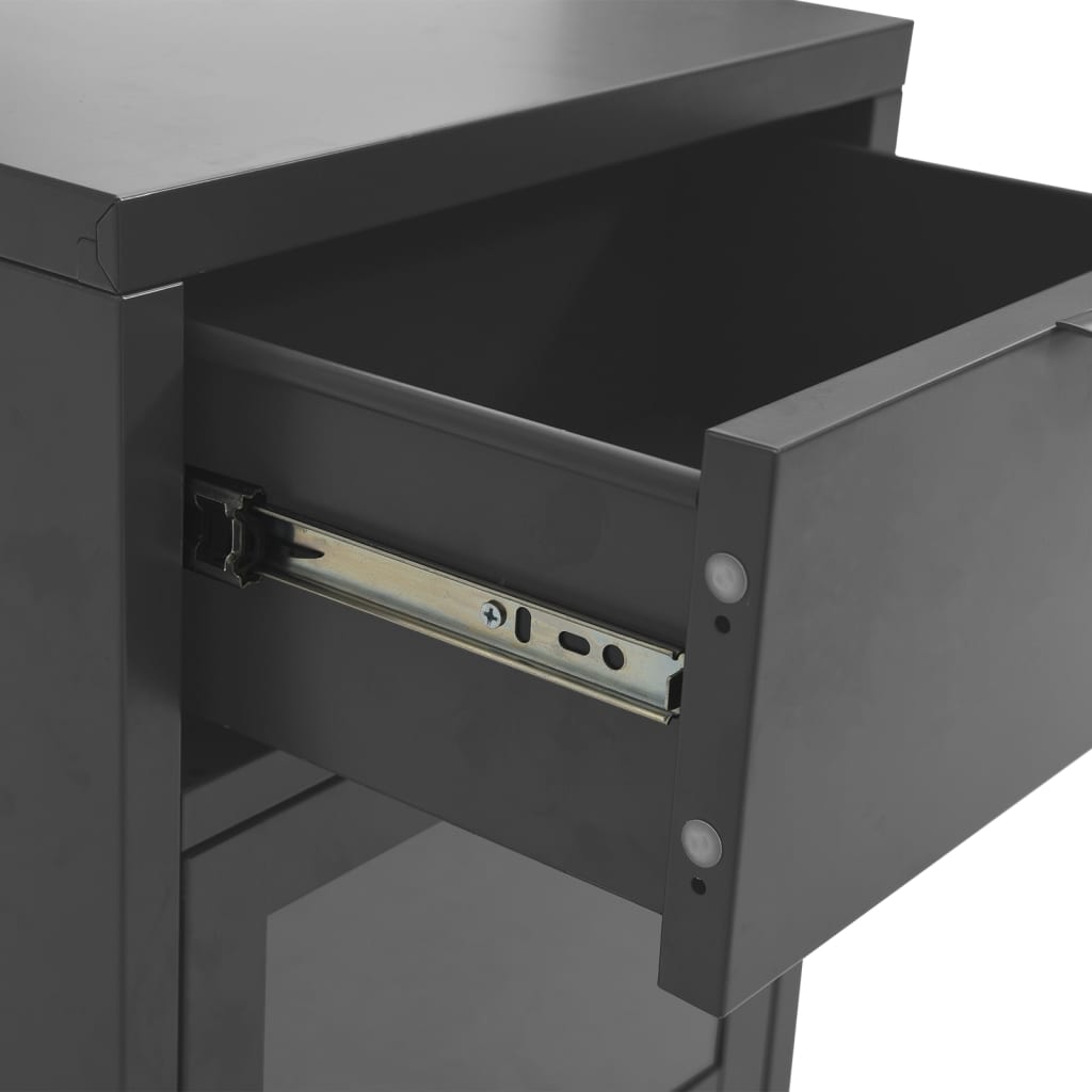 vidaXL Tables de chevet 2 pcs anthracite 40x30x54,5 cm acier et verre