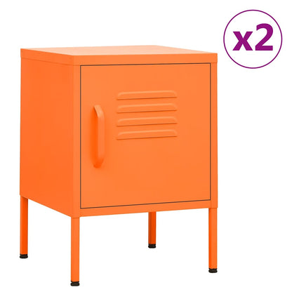vidaXL Tables de chevet 2 pcs Orange 35x35x51 cm Acier