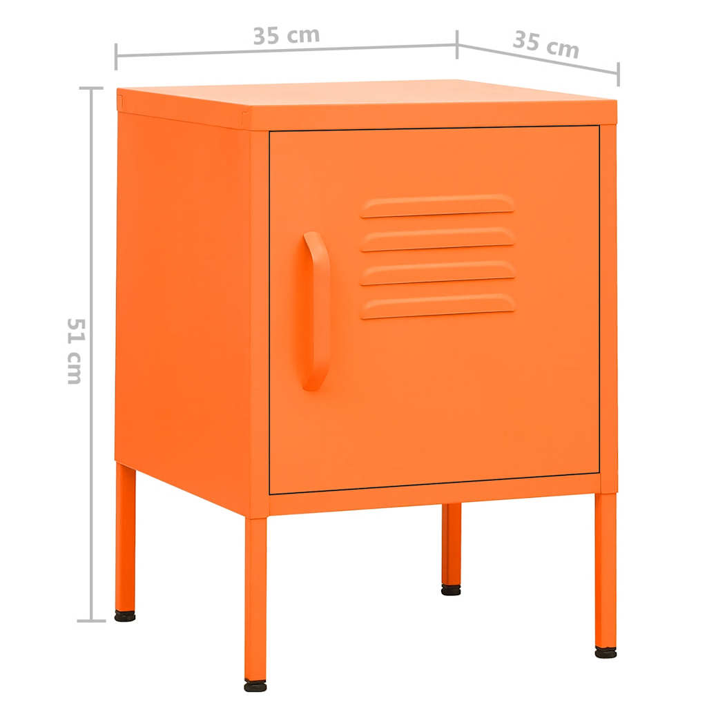 vidaXL Tables de chevet 2 pcs Orange 35x35x51 cm Acier