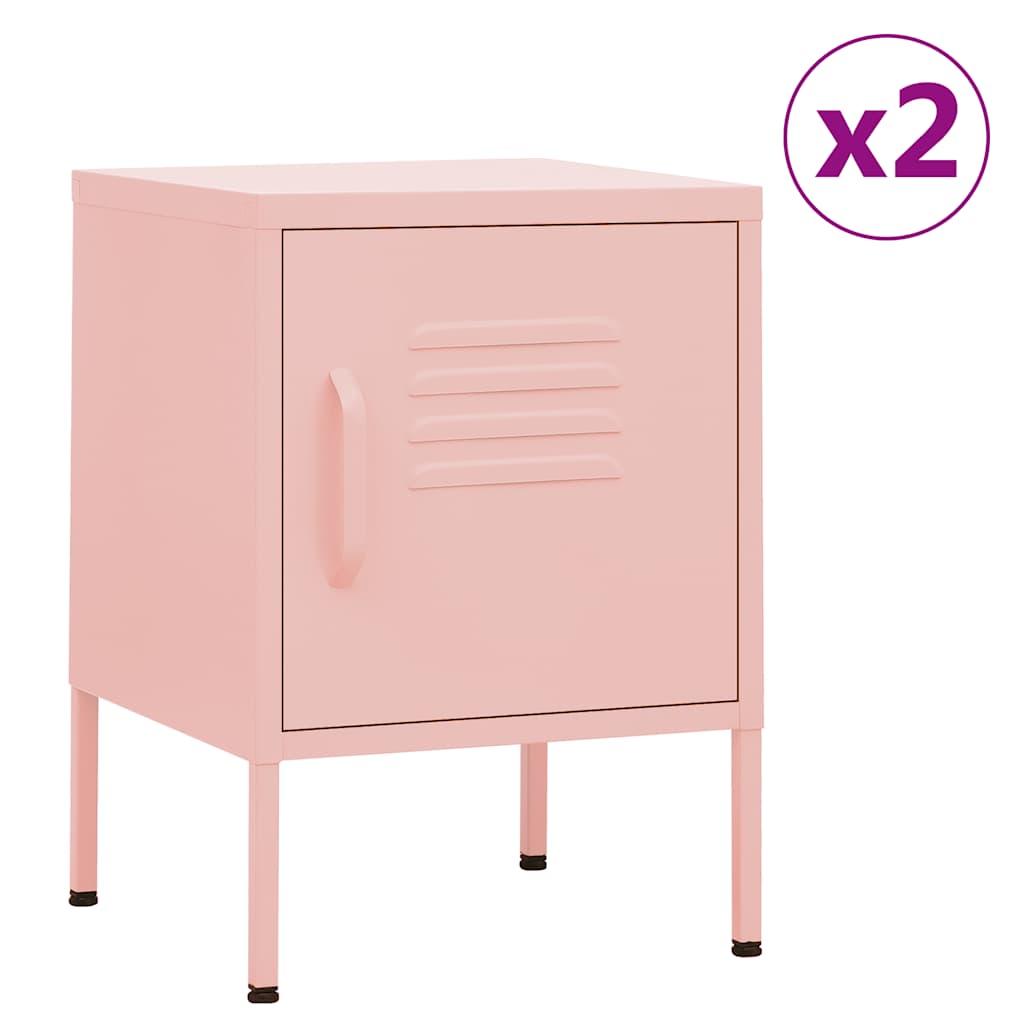 vidaXL Tables de chevet 2 pcs Rose 35x35x51 cm Acier