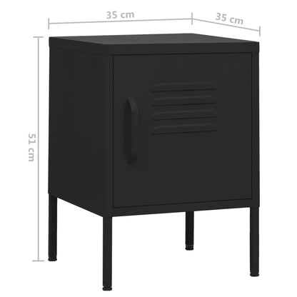 vidaXL Nachttische 2 Stk. Schwarz 35x35x51 cm Stahl