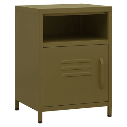 vidaXL Tables de chevet 2 pcs Vert olive 35x35x51 cm Acier