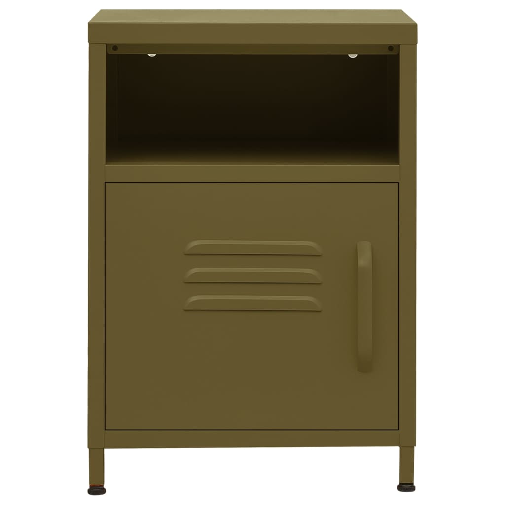 vidaXL Tables de chevet 2 pcs Vert olive 35x35x51 cm Acier