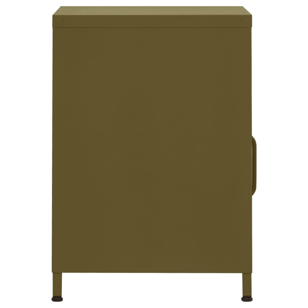 vidaXL Tables de chevet 2 pcs Vert olive 35x35x51 cm Acier