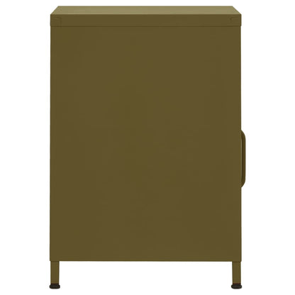 vidaXL Tables de chevet 2 pcs Vert olive 35x35x51 cm Acier