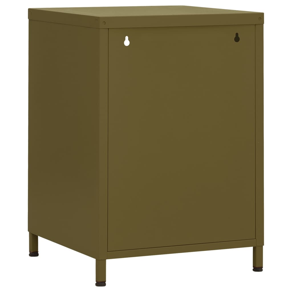 vidaXL Tables de chevet 2 pcs Vert olive 35x35x51 cm Acier
