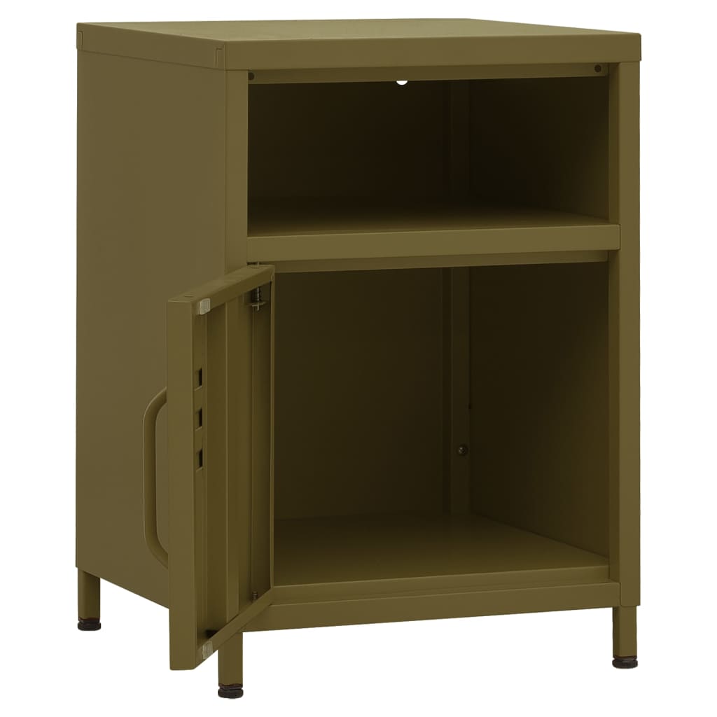 vidaXL Tables de chevet 2 pcs Vert olive 35x35x51 cm Acier
