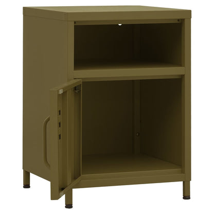 vidaXL Tables de chevet 2 pcs Vert olive 35x35x51 cm Acier