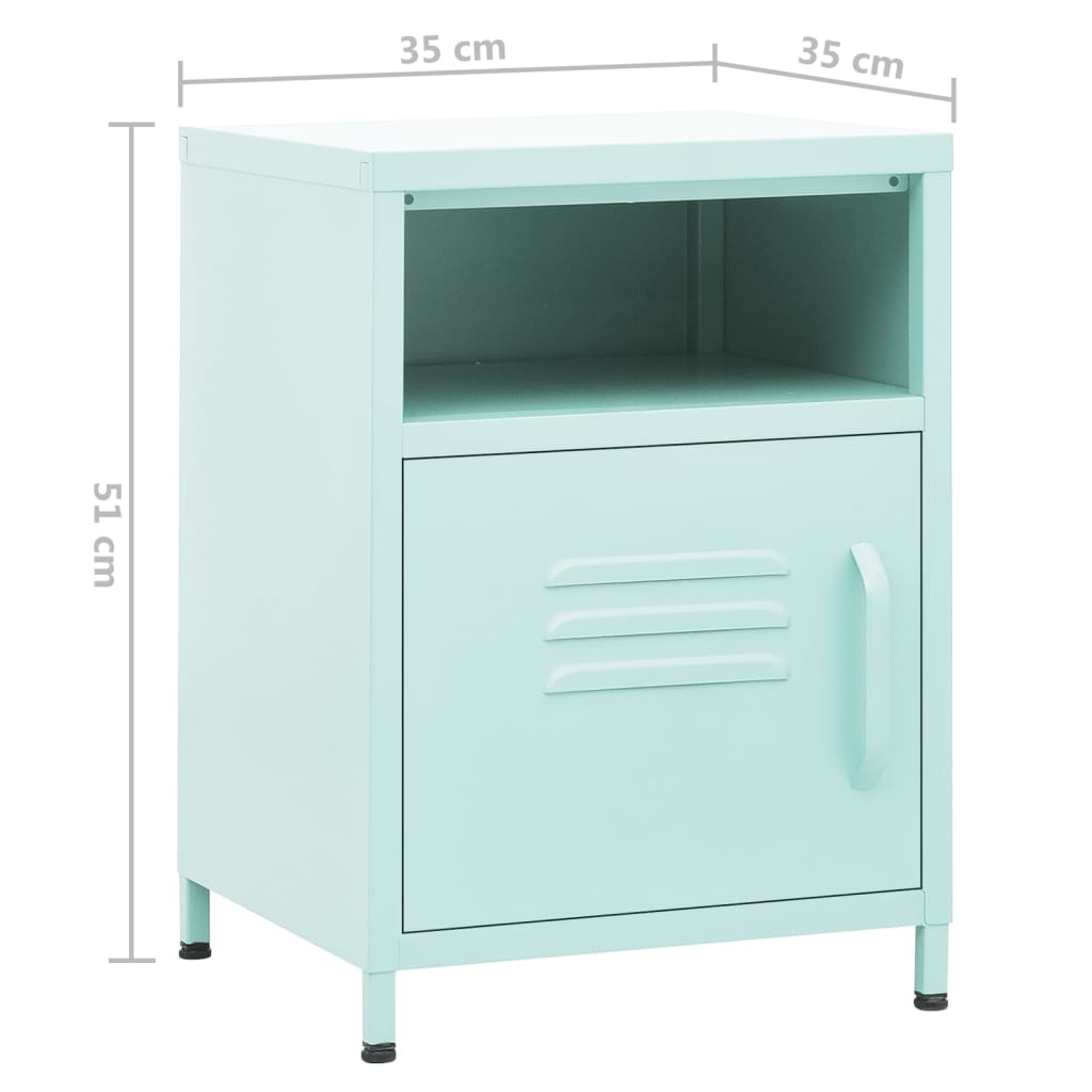 vidaXL Tables de chevet 2 pcs Vert menthe 35x35x51 cm Acier