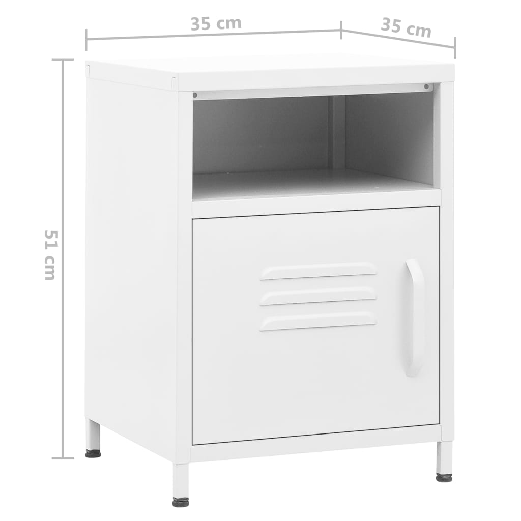vidaXL Tables de chevet 2 pcs Blanc 35x35x51 cm Acier