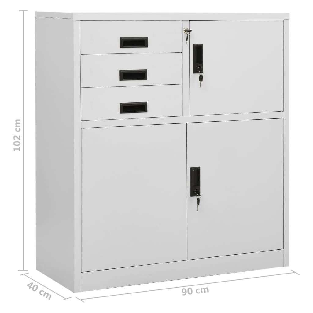 vidaXL Büroschrank mit Pflanzkasten Hellgrau 90x40x125 cm Stahl