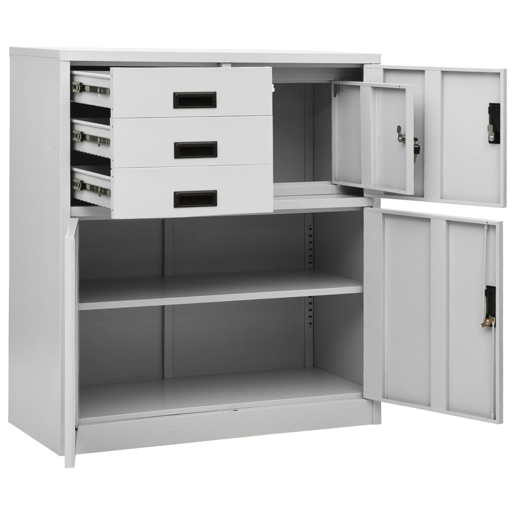 vidaXL Büroschrank mit Pflanzkasten Hellgrau 90x40x125 cm Stahl