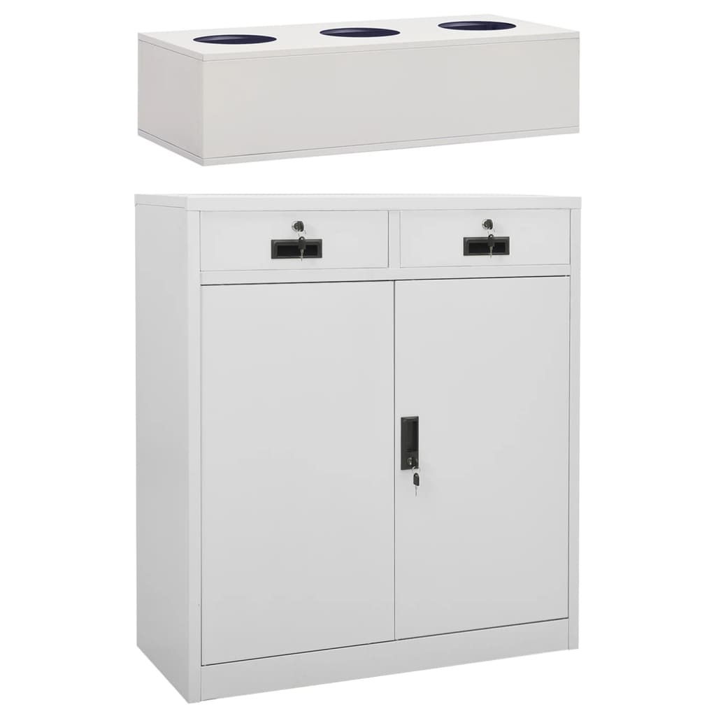 vidaXL Büroschrank mit Pflanzkasten Hellgrau 90x40x125 cm Stahl