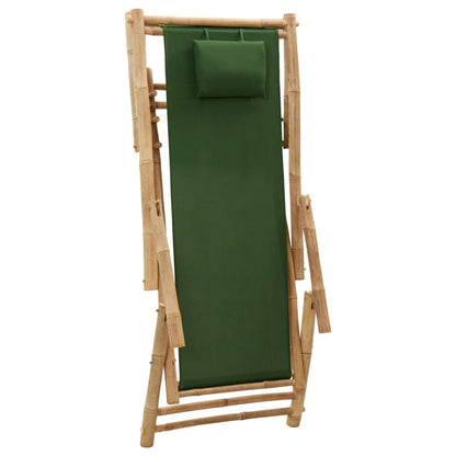vidaXL Liegestuhl Bambus und Canvas Grün