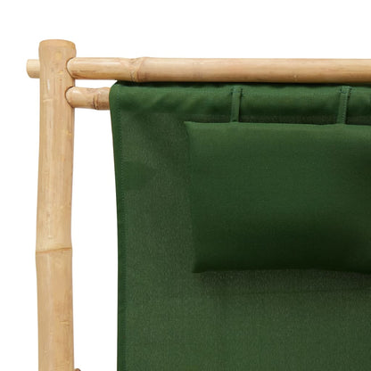 vidaXL Liegestuhl Bambus und Canvas Grün