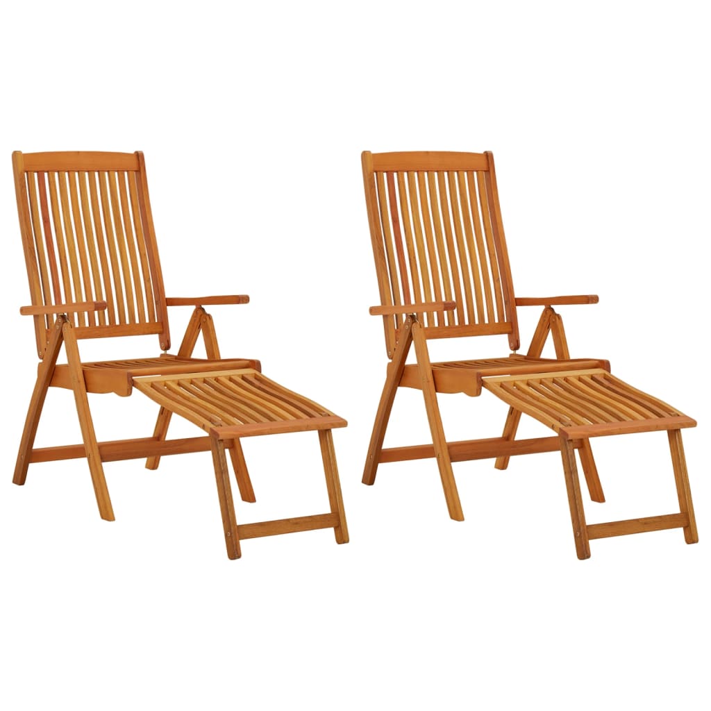 vidaXL Chaises de jardin pliantes avec repose-pieds 2 pcs Bois d'eucalyptus
