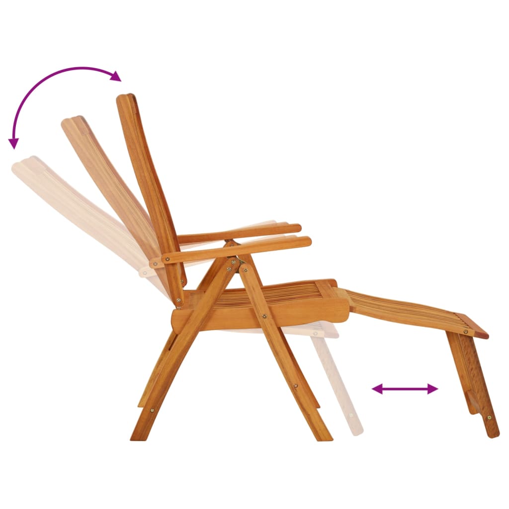 vidaXL Chaises de jardin pliantes avec repose-pieds 2 pcs Bois d'eucalyptus
