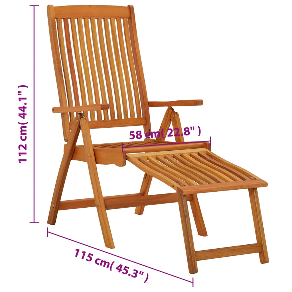 vidaXL Chaises de jardin pliantes avec repose-pieds 2 pcs Bois d'eucalyptus