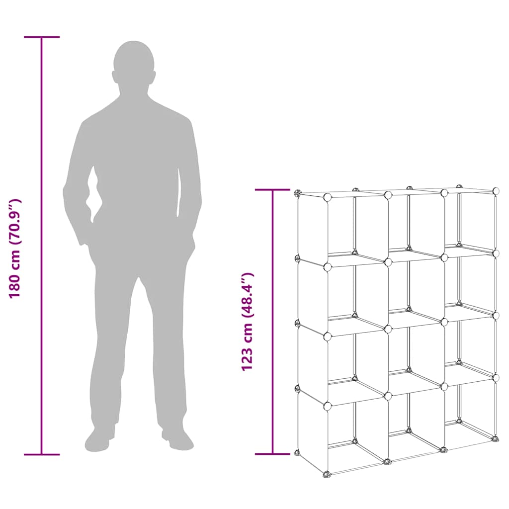 Regalsystem mit 12 Würfeln Transparent PP
