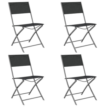 vidaXL Chaises de jardin pliantes 4 pcs Noir Acier et textilène