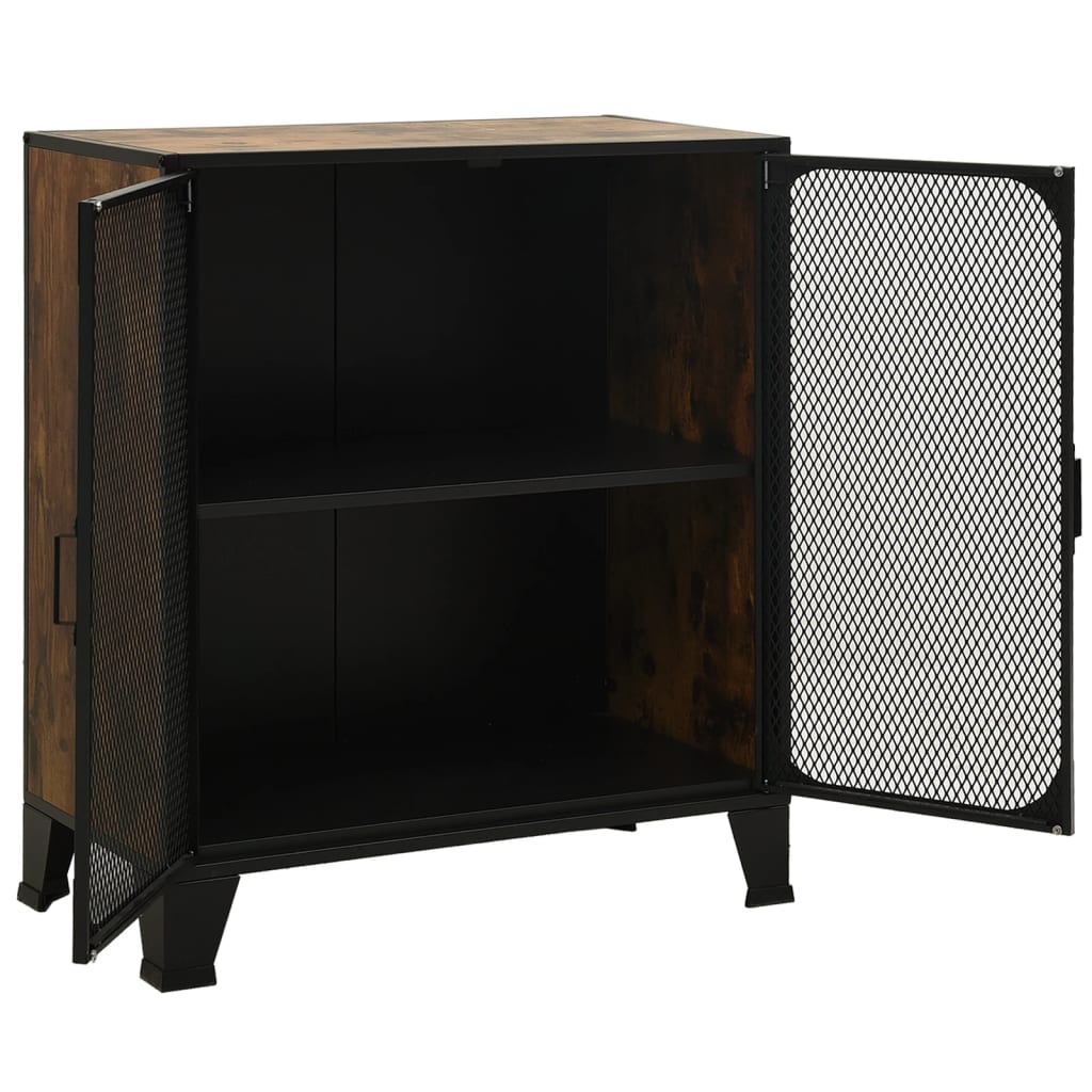 vidaXL Lagerschränke 2 Stk. Rustikal Braun 72x36x82 cm Metall und MDF