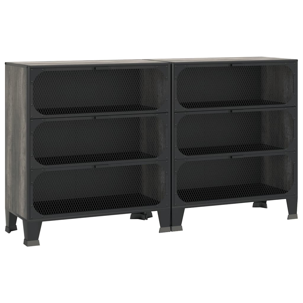 vidaXL Lagerschränke 2 Stk. Grau 72x36x82 cm Metall und MDF