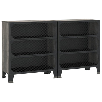 vidaXL Lagerschränke 2 Stk. Grau 72x36x82 cm Metall und MDF