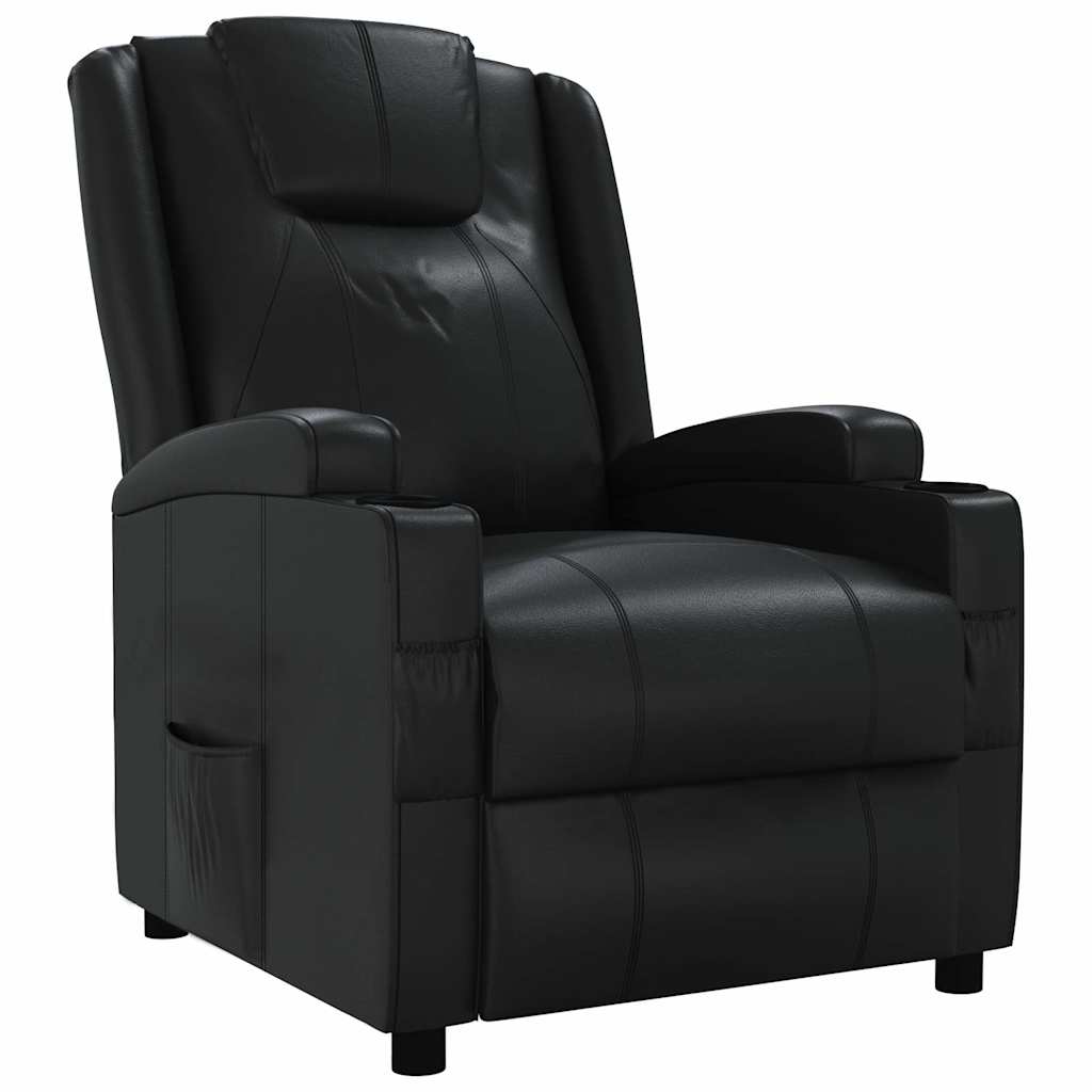vidaXL Fauteuil relax en similicuir noir